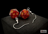 CHX 54208 Glitter Ruby/Gold Mini D20 Earrings