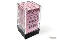 Opaque Pastel Pink/black 16mm d6 Dice Block (12 dice)