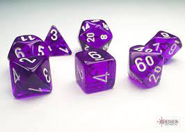 CHX 20377 Translucent Purple/White 7 Count Mini Polyhedral Dice Set