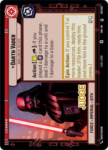 Darth Vader - Dark Lord of the Sith (Judge Promo) (001/002) [Spark of Rebellion Promos]