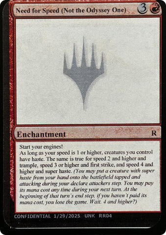 Need for Speed (Not the Odyssey One) [Unknown Event]