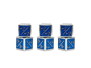 1/+1 & -1/-1 D6 Blue Pack of 6 CCG Metal Dice