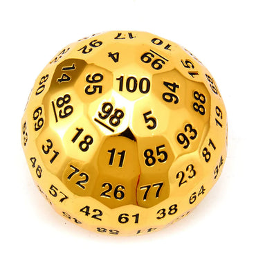 D100 Sided Dice - Titans Fist: 50mm - Gold Color