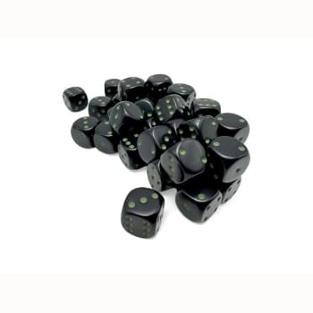 Chessex - 12MM 36CT D6 Block - Opaque Black with Green