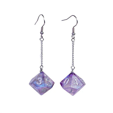 D10 Galaxy Earrings - Purple & Black
