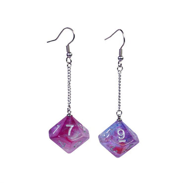 D10 Galaxy Earrings - Purple & Red