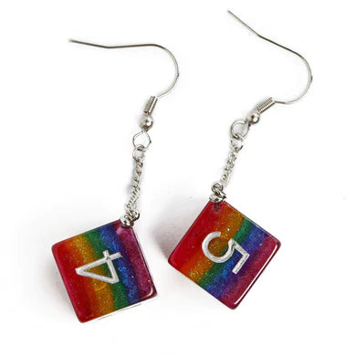 D6 Earrings - Glitter Rainbow