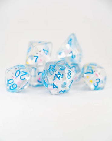 Mr Toots Unicorn 7 Piece Acrylic Inclusion Dice Set