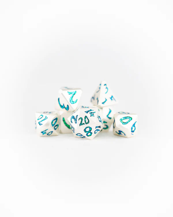 Selesnya Large Font 7 Piece Metal Dice Set