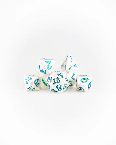 Selesnya Large Font 7 Piece Metal Dice Set