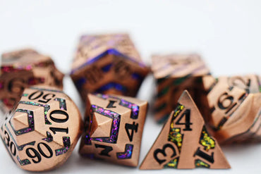Into the Mines: Copper with Rainbow Mica - Metal RPG Dice Set