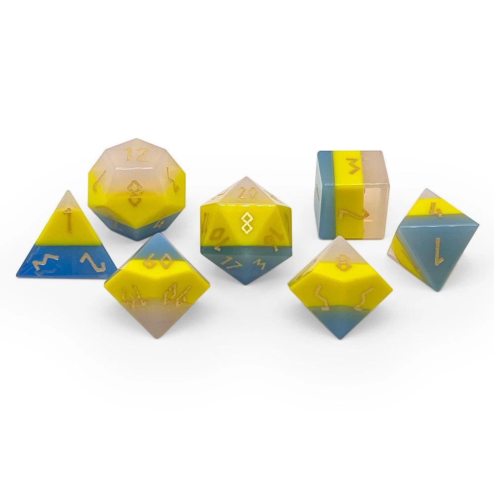 Glass RPG Dice - Zircon Pansexual