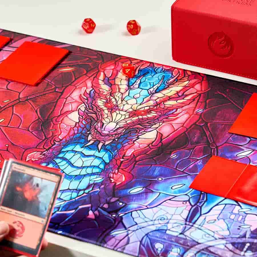 Playmat: Stained Glass Fire & Ice Dragon