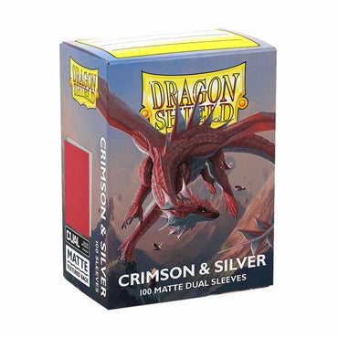 Dragon Shield Dual Matte Sleeve - Crimson and Silver 100ct AT-15072