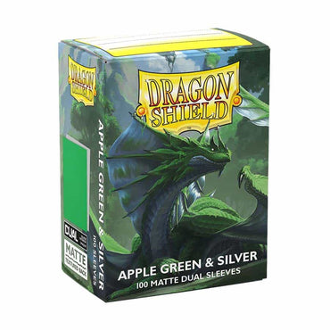 Dragon Shield Dual Matte Sleeve - Apple Green and Silver 100ct AT-15073