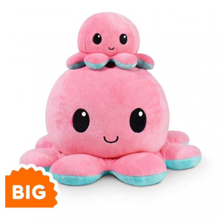 Big Reversible Octopus Plush: Pink & Aqua