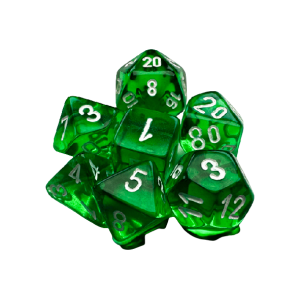 CHX 20375 Translucent Green/White 7 Count Mini Polyhedral Dice Set