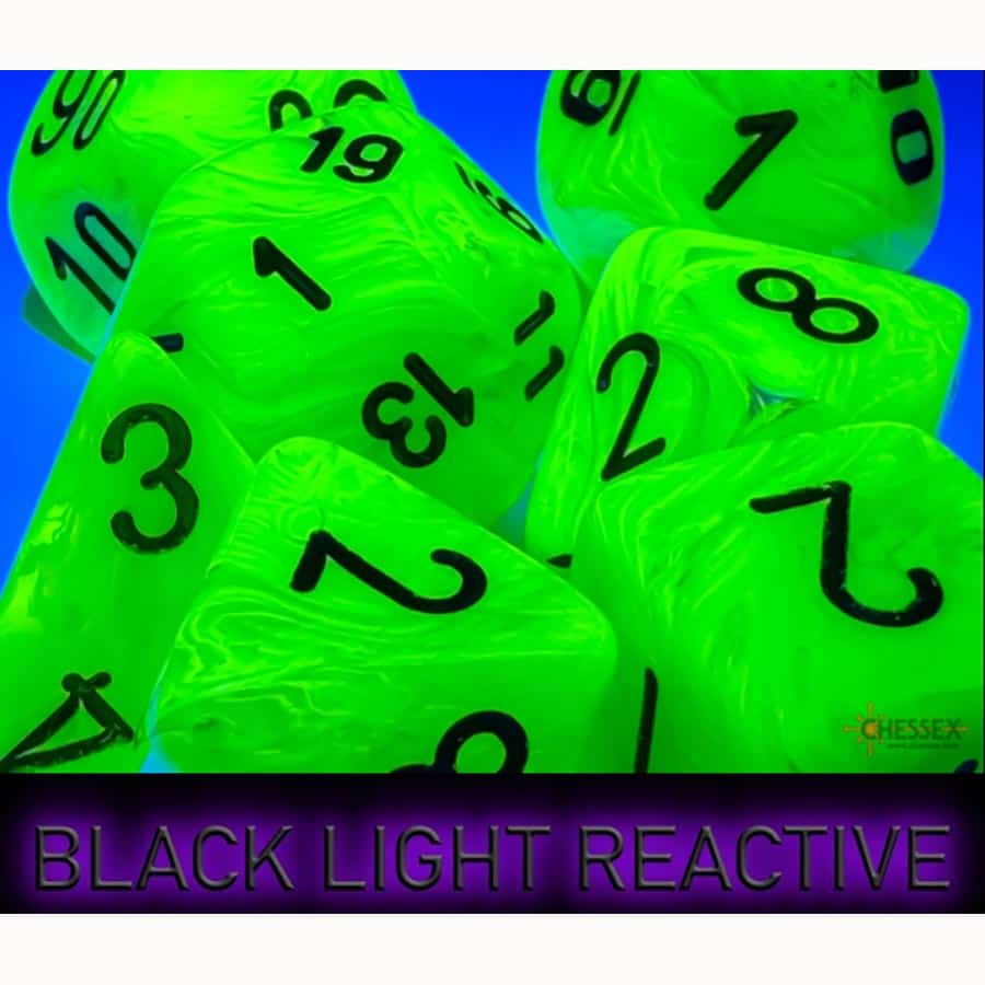 CHX 22430 Mega-Hedral Dice Set: Vortex Bright Green/Black