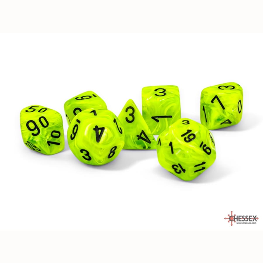 CHX 22430 Mega-Hedral Dice Set: Vortex Bright Green/Black