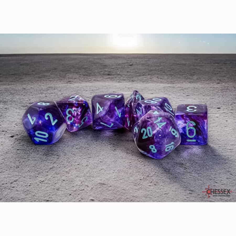 CHX 22557 Mega-Hedral Dice Set: Nebula Nocturnal Luminary w/ Turquoise