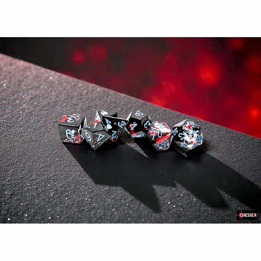 CHX 24408 Brushed Dark Side/Blue 7 Count Polyhedral Dice Set
