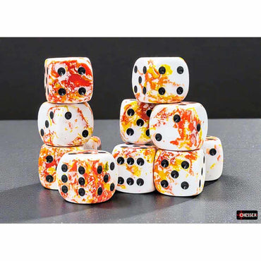 CHX 24603 Sunrise/Black Brushed 12 Count 16mm D6 Dice Set