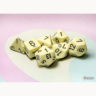CHX 25462 Pastel Yellow/Black 7 Count Polyhedral Dice Set