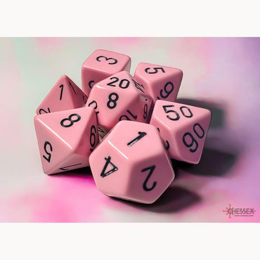 CHX 25464 Pastel Pink/Black 7 Count Polyhedral Dice Set