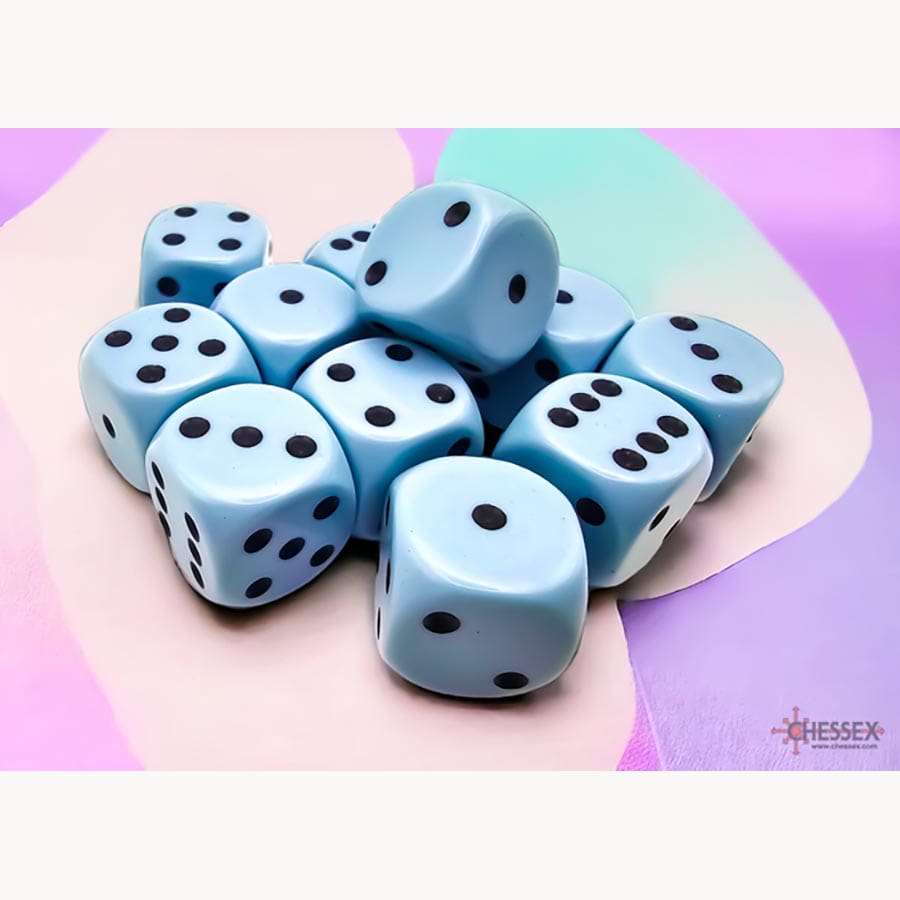 CHX 25666 Pastel Blue/Black Opaque 12 Count 16mm D6 Dice Set