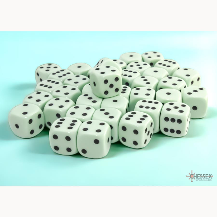 CHX 25865 Pastel Green/Black Opaque 36 Count 12mm D6 Dice Set