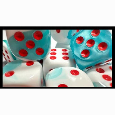 CHX 26644R Teal-White/Red 12 Count 16mm D6 Dice Set