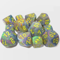 CHX 27449 Festive Rio/Yellow 7 Count Polyhedral Dice Set