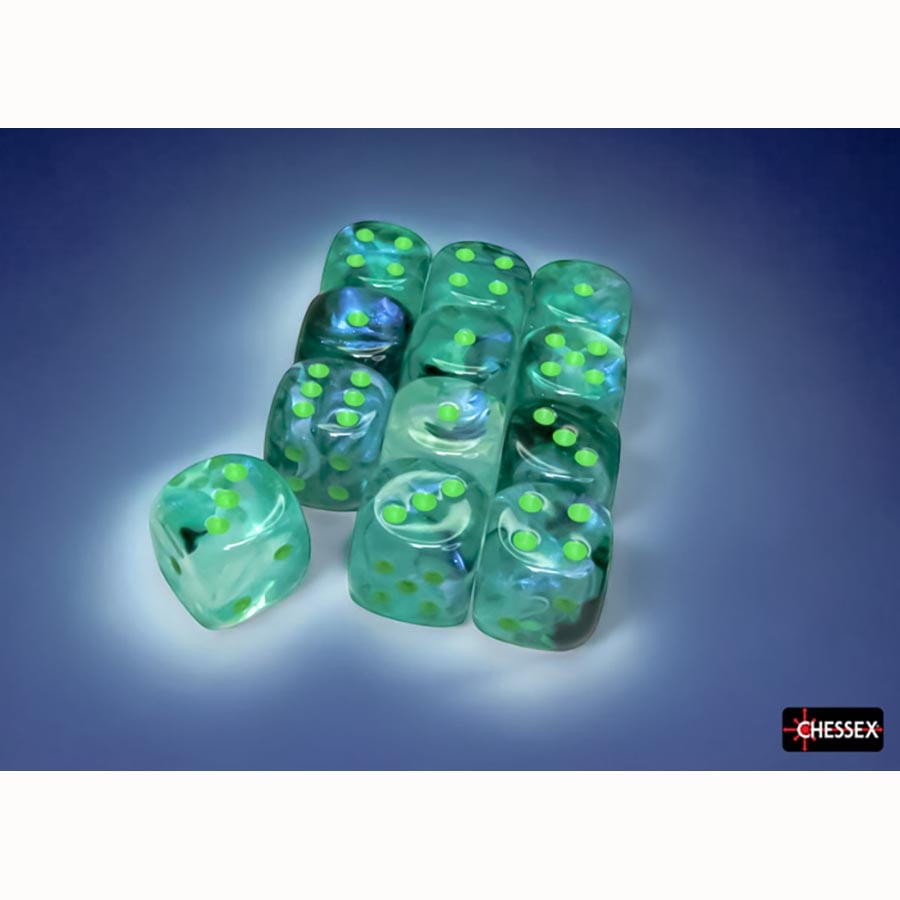 CHX 27795 Kelp/Light Green Luminary Borealis 12 Count 16mm D6 Dice Set