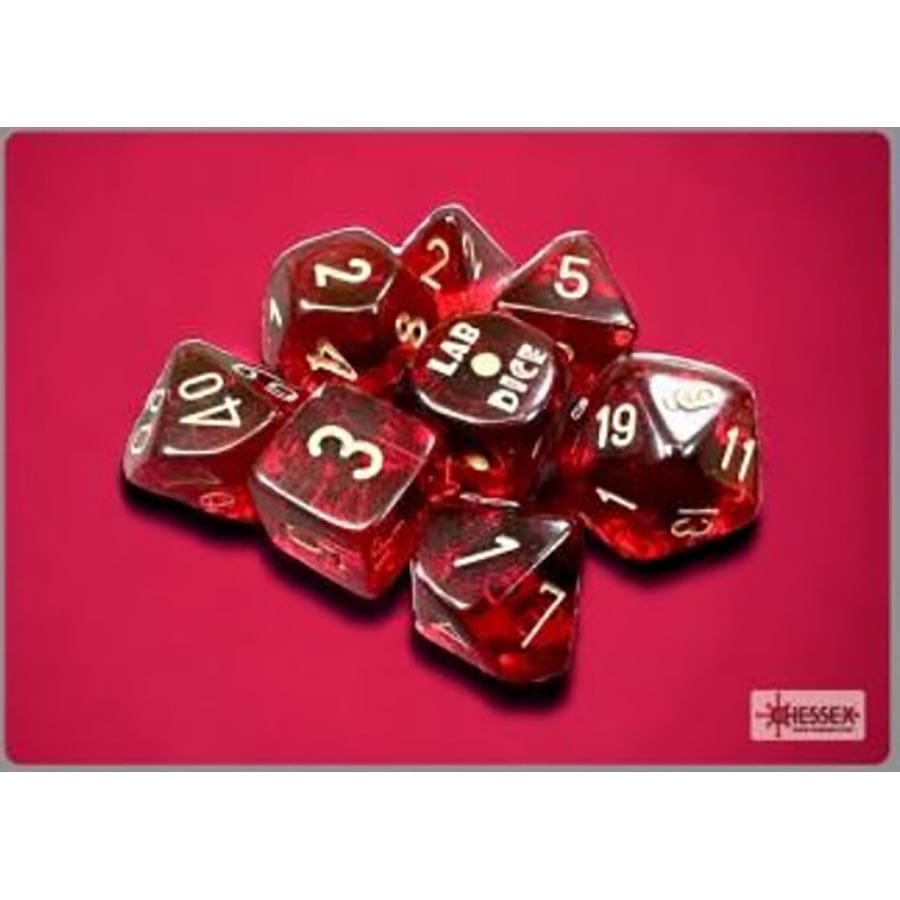 CHX 30058 Translucent Crimson/Gold 7 Count Polyhedral Dice Set