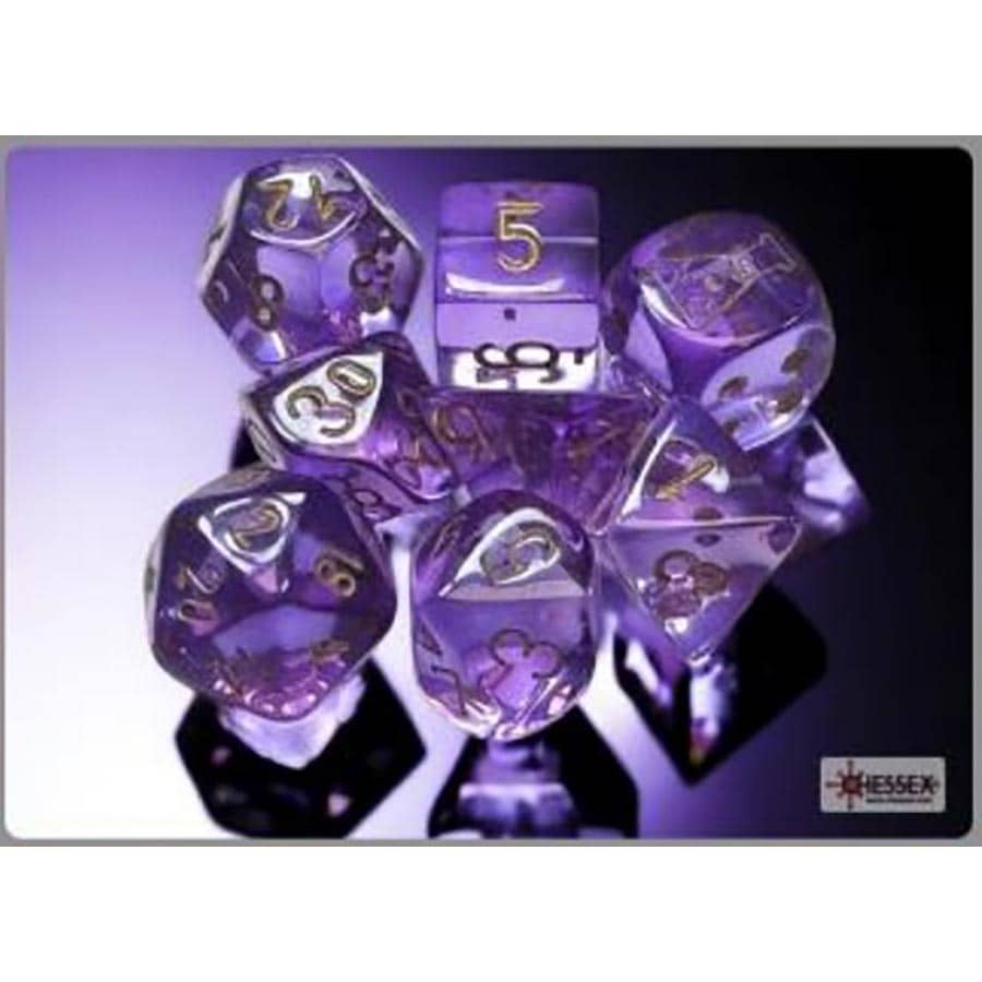 CHX 30059 Translucent Lavender/Gold 7 Count Polyhedral Dice Set