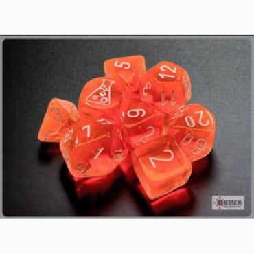 CHX 30060 Translucent Neon Orange/White 7 Count Polyhedral Dice Set