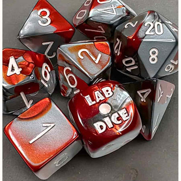 CHX 30066 Gemini Red-Steel/White 7 Count Polyhedral Dice Set