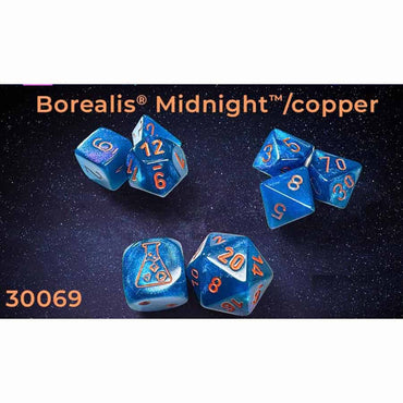 CHX 30069 Borealis Midnight/Copper 7 Count Polyhedral Dice Set