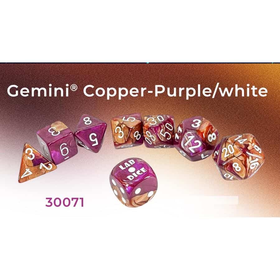 CHX 30071 Luminary Gemini Copper/Purple/White 7 Count Polyhedral Dice Set