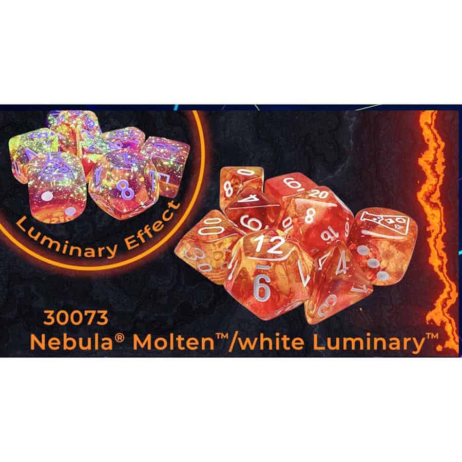 CHX 30073 Nebula Molten/White 7 Count Polyhedral Dice Set