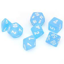 CHX 20416 Frosted Caribbean Blue/White 7 Count Mini Polyhedral Dice Set