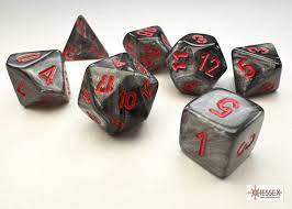 CHX 20478 Velvet Black/Red 7 Count Mini Polyhedral Dice Set