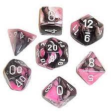 CHX 20630 Gemini Black-Pink/White 7 Count Mini Polyhedral Dice Set