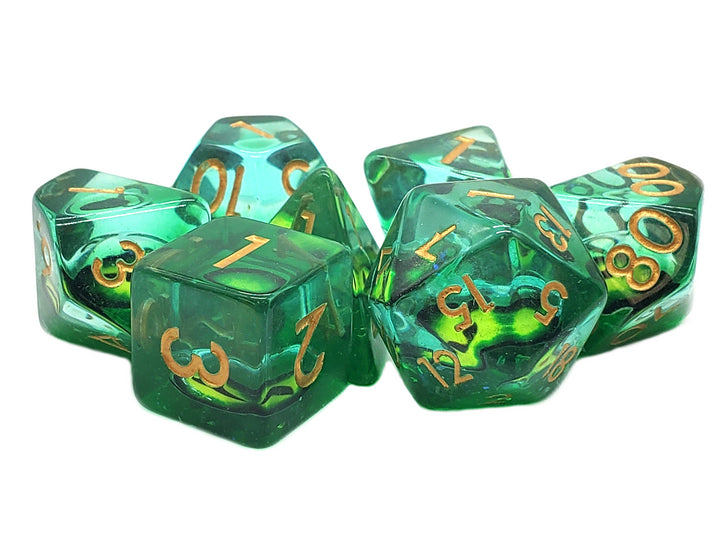 Infused Dice - Dragon Eye (Green) 7pc RPG Set
