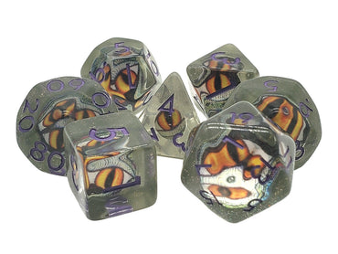 Infused Dice - Dragon Eye (Green w/ Purple) 7pc RPG Set