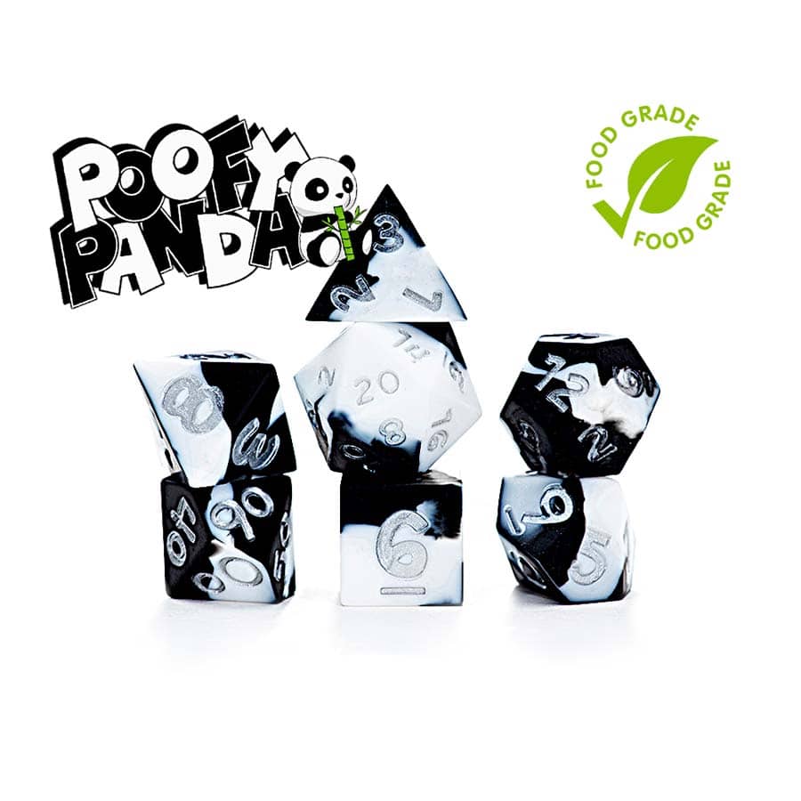 Anti-Stress Dice - Poofy Panda 7ct Silicone Dice