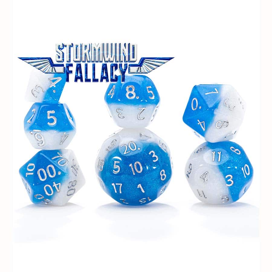 Double Dice: Stormwind Fallacy Blue and White Resin with Holographic Glitter