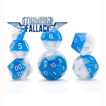 Double Dice: Stormwind Fallacy Blue and White Resin with Holographic Glitter