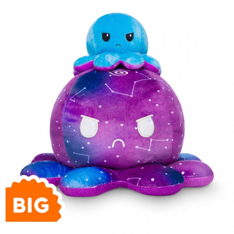 Big Reversible Octopus Plush: Blue & Galaxy