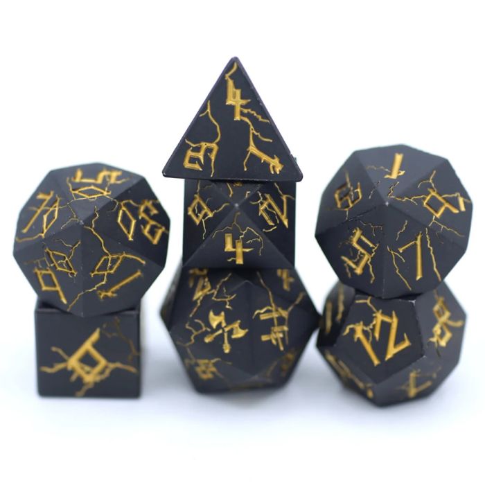 7-Set Barbarian Solid Metal: Matte Black w/ Gold